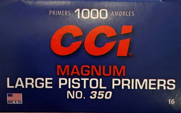 CCI Large Pistol Magnum Primers #350 Box of 1000 (10 Trays of 100)